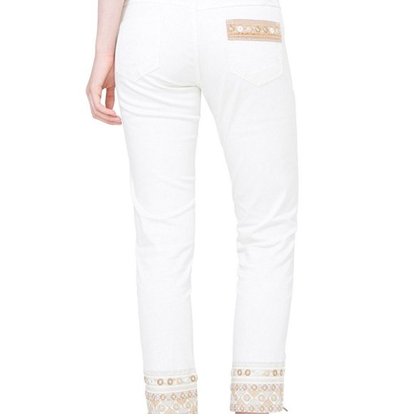 Desigual white pants with gold embroidery, size 28 - Picture 2 of 8